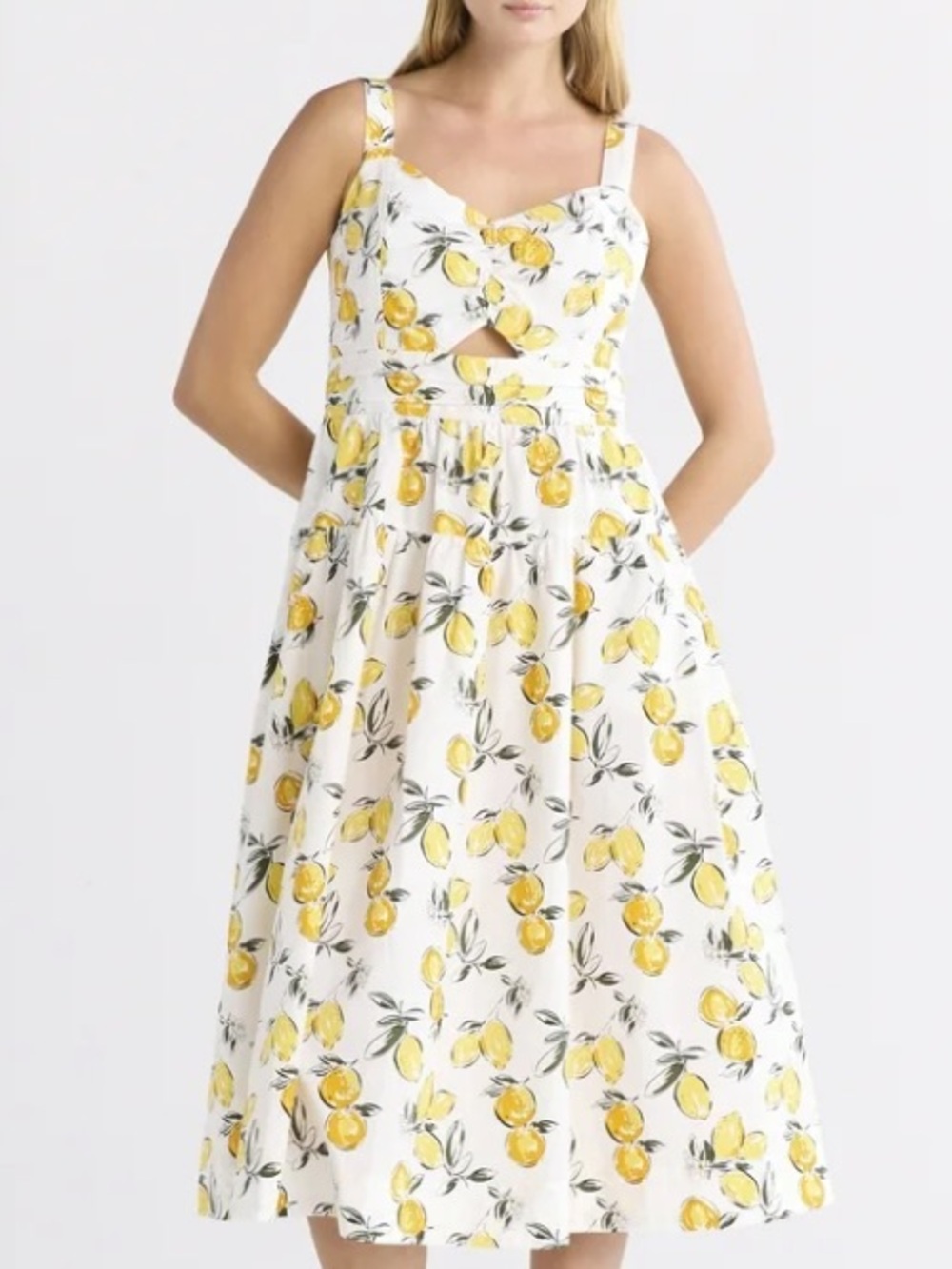 Free Assembly White Lemon-Print Casual Sundress NWT Size XS